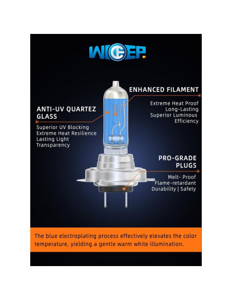 Bombillas Halógenas H7 Wideep 55W 3800K 2 Piezas Reemplazo