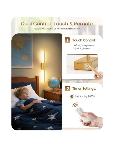 Apliques de Pared Inalámbricos GOEBLESON 70.1 cm Set de 2