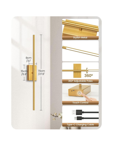 Apliques de Pared Inalámbricos GOEBLESON 70.1 cm Set de 2