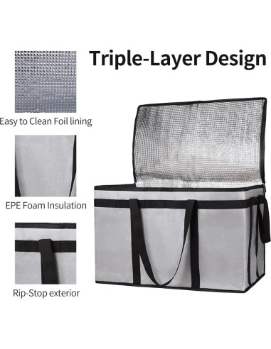 Bolsa Aislada de Entrega Bodaon 58.4x35.6x38.1 cm Gris