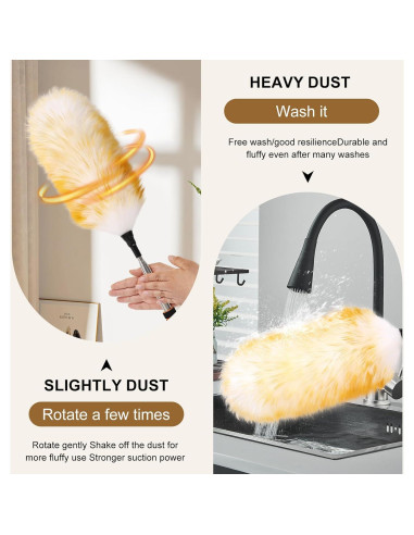 Plumero de lana Daieeparty con palo extensible 63.5-162.6 cm