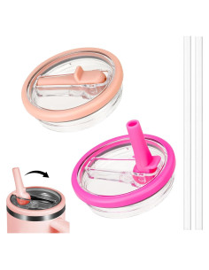 Paquete de 2 tapas de paja para vaso Stanley 40 oz - Rojo y Rosa