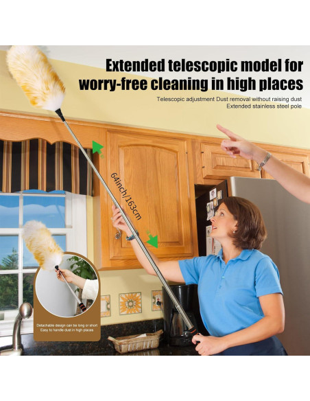 Plumero de lana Daieeparty con palo extensible 63.5-162.6 cm