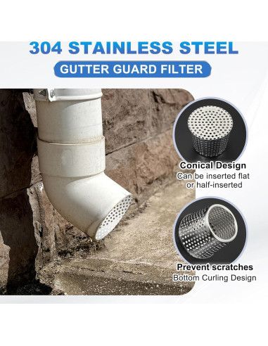 Filtro de Guardia de Gutter Patikil 2 Pcs Acero Inoxidable 63mm