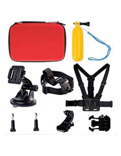 Kit de Accesorios para Cámara de Acción Navitech 8 en 1 Rojo - Compatible con VEHO Muvi KX-1 4K