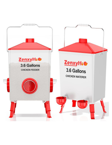 Kit Comedero y Bebedero Automático para Pollos ZenxyHoC 3.6 Gal