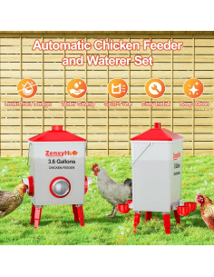 Kit Comedero y Bebedero Automático para Pollos ZenxyHoC 3.6 Gal 2
