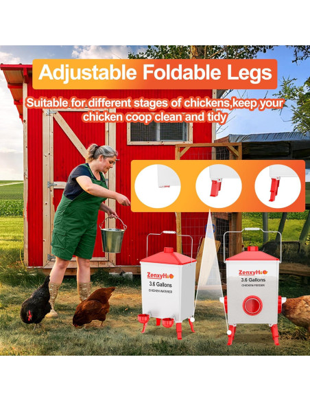 Kit Comedero y Bebedero Automático para Pollos ZenxyHoC 3.6 Gal