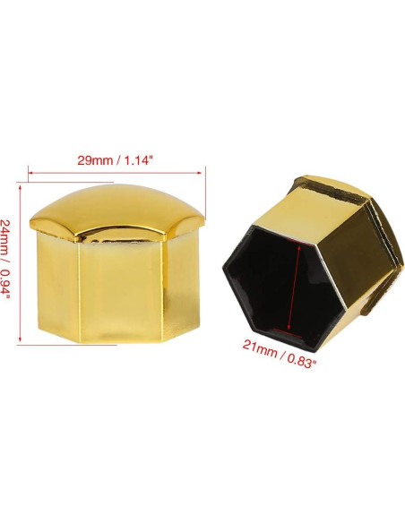 20 Tapas de Tuerca de Rueda 21mm X AUTOHAUX Color Dorado