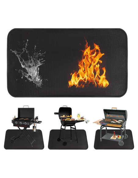 Alfombrilla Ignífuga para Parrilla Klmnop 60x110 cm Negra