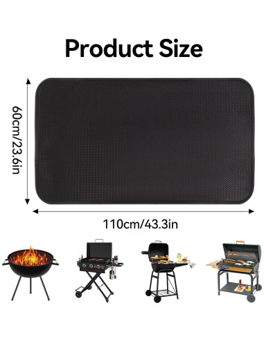 Alfombrilla Ignífuga para Parrilla Klmnop 60x110 cm Negra