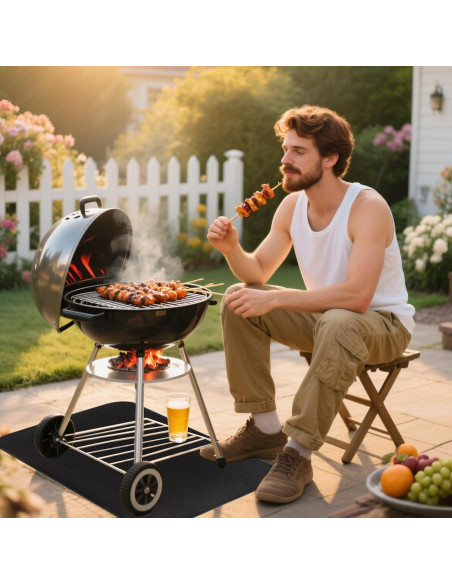 Alfombrilla Ignífuga para Parrilla Klmnop 60x110 cm Negra