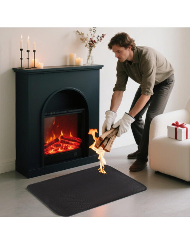 Alfombrilla Ignífuga para Parrilla Klmnop 60x110 cm Negra