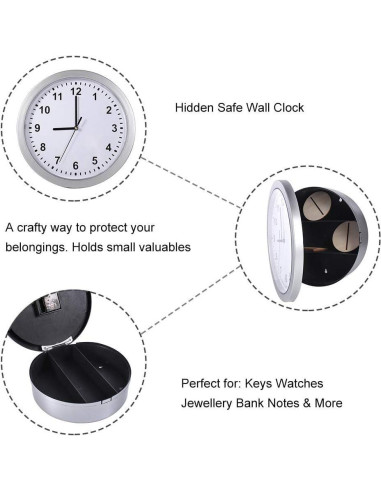 Reloj de Pared Seguro con Compartimento Oculto lvifloae 25cm