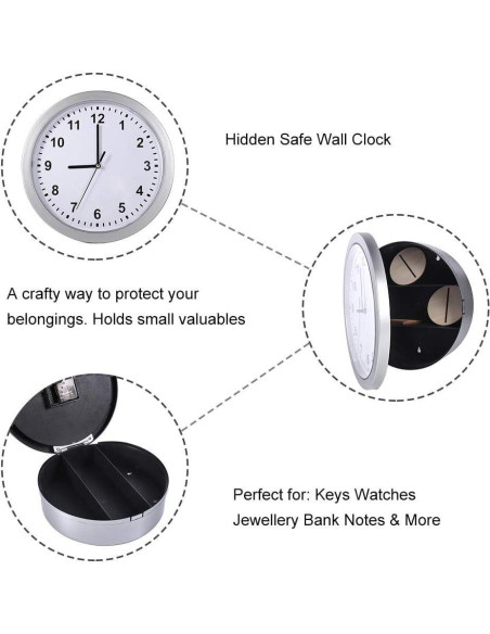 Reloj de Pared Seguro con Compartimento Oculto lvifloae 25cm