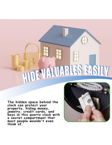 Reloj de Pared Seguro con Compartimento Oculto lvifloae 25cm