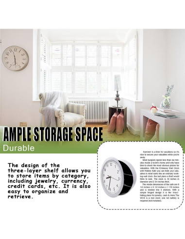 Reloj de Pared Seguro con Compartimento Oculto lvifloae 25cm