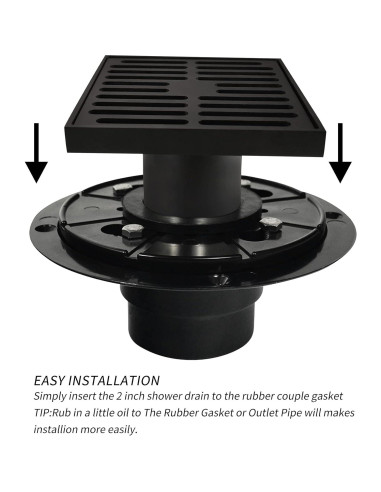 Desagüe de Piso PHASAT Cuadrado 10 cm Latón Negro Mate