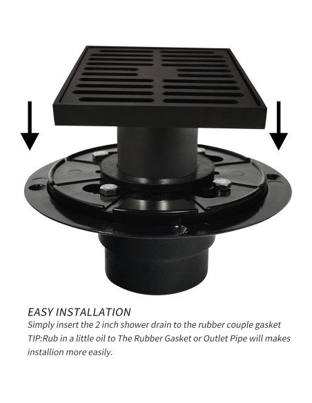 Desagüe de Piso PHASAT Cuadrado 10 cm Latón Negro Mate