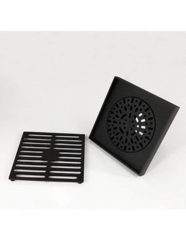 Desagüe de Piso PHASAT Cuadrado 10 cm Latón Negro Mate