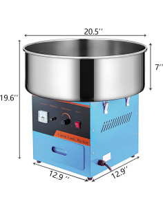 Máquina de Algodón de Azúcar Eléctrica 1000W Acero Inoxidable Azul 2
