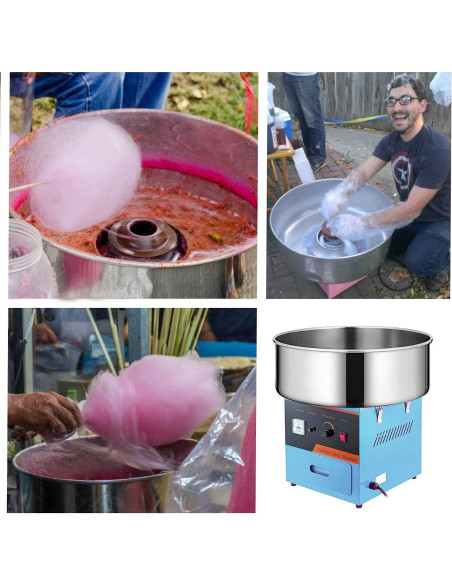 Máquina de Algodón de Azúcar Eléctrica 1000W Acero Inoxidable Azul