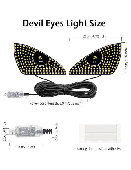 Luz LED Ojos del Diablo VOAKZEF para Autos USB 12 Modos