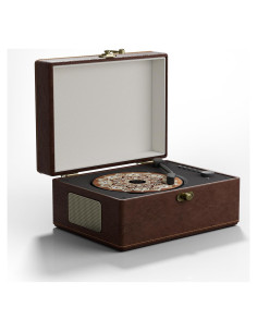 Reproductor de CD Bluetooth portátil cuero rojo con control remoto