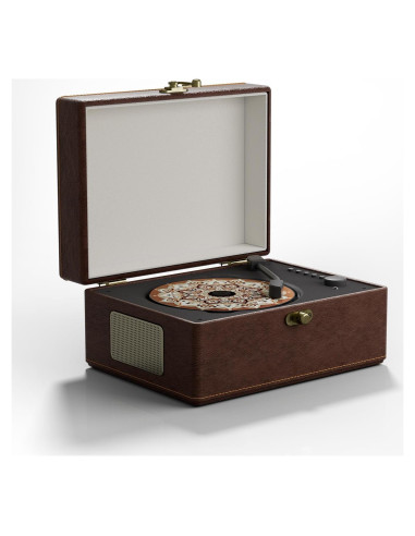 Reproductor de CD Bluetooth portátil cuero rojo con control remoto