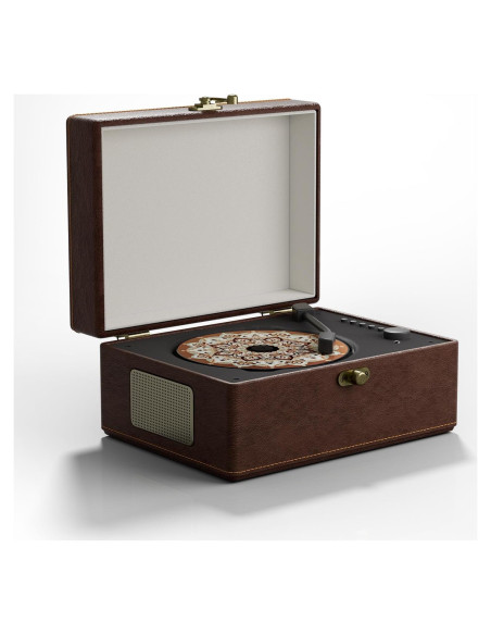 Reproductor de CD Bluetooth portátil cuero rojo con control remoto