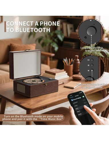 Reproductor de CD Bluetooth portátil cuero rojo con control remoto