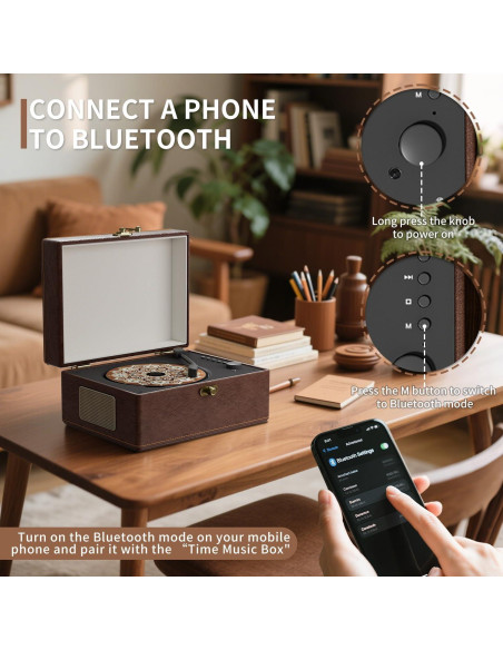 Reproductor de CD Bluetooth portátil cuero rojo con control remoto