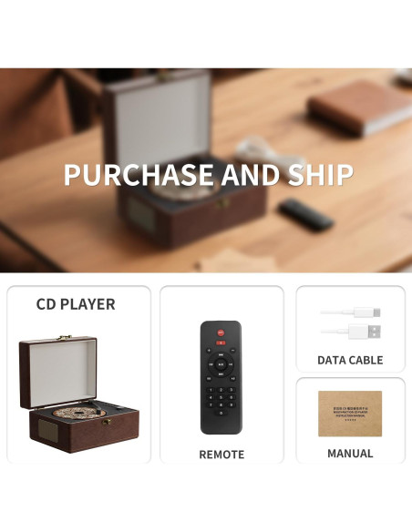 Reproductor de CD Bluetooth portátil cuero rojo con control remoto