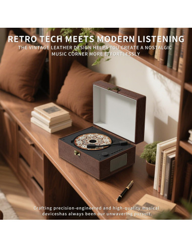 Reproductor de CD Bluetooth portátil cuero rojo con control remoto