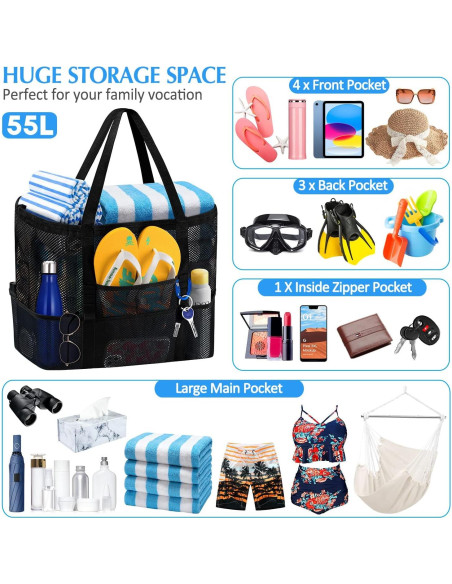 Bolsa de Playa Plegable Ayieyill Grande Impermeable 42x22x38cm