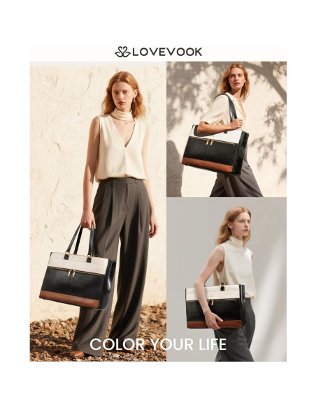Bolsa para portátil Lovevook 15.6" mujer cuero organizadora