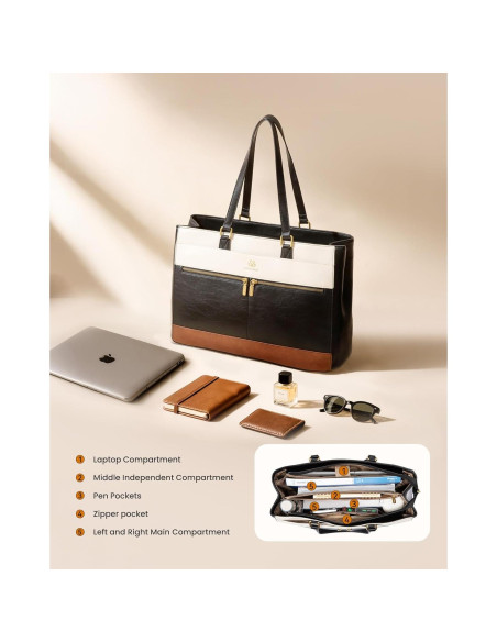 Bolsa para portátil Lovevook 15.6" mujer cuero organizadora