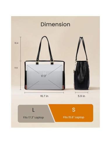 Bolsa para portátil Lovevook 15.6" mujer cuero organizadora