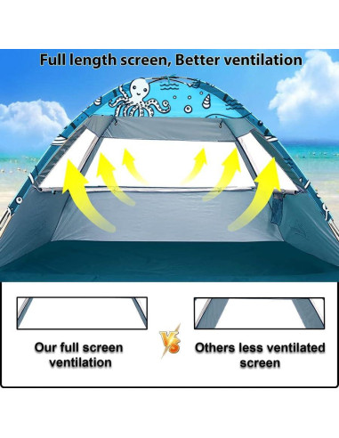 Tienda de Playa ANJ Outdoors Ocean World para 4 Personas - UPF 50+