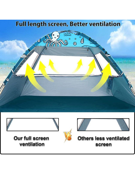 Tienda de Playa ANJ Outdoors Ocean World para 4 Personas - UPF 50+