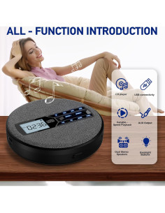 Reproductor de CD Portátil M-Amazup C-07 Recargable con Bluetooth 2