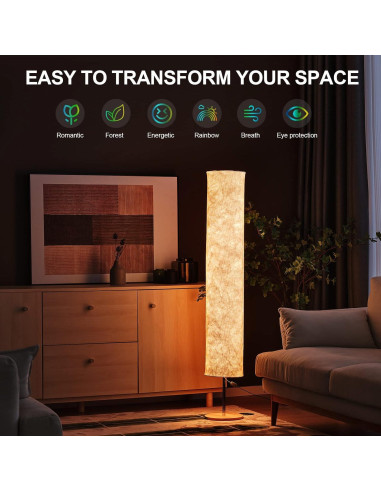 Lámpara de Pie LONRISWAY 147.83 cm RGB Dimmable Control Remoto