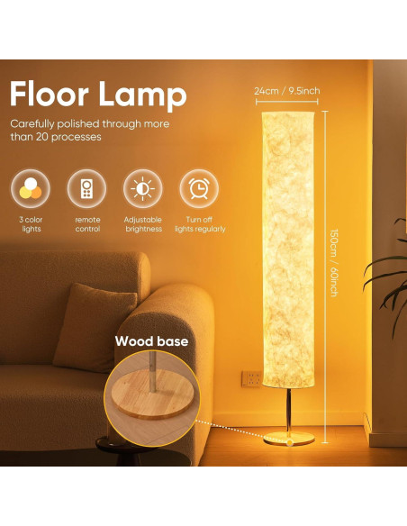 Lámpara de Pie LONRISWAY 147.83 cm RGB Dimmable Control Remoto