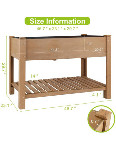 Cama de Jardín Elevada Ketive 118.4x58.4x75.4 cm Madera Abeto 2