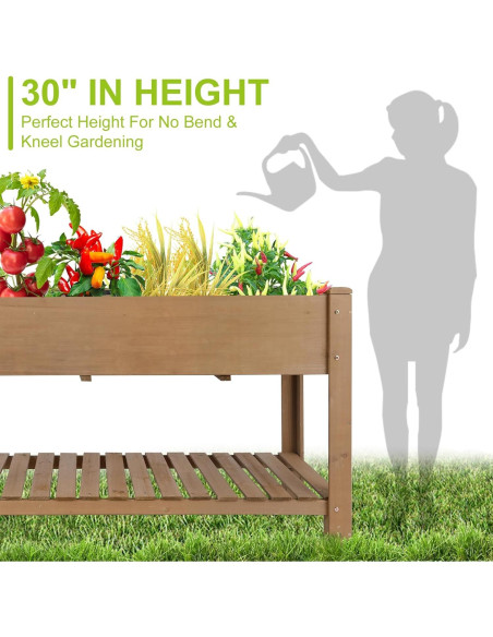 Cama de Jardín Elevada Ketive 118.4x58.4x75.4 cm Madera Abeto