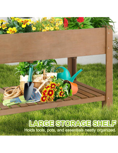 Cama de Jardín Elevada Ketive 118.4x58.4x75.4 cm Madera Abeto