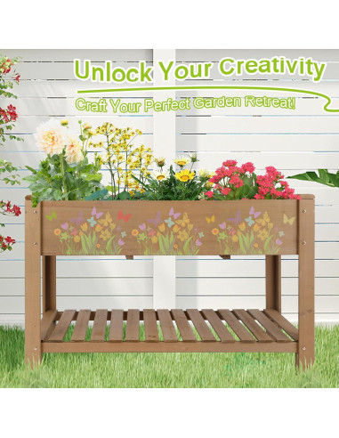 Cama de Jardín Elevada Ketive 118.4x58.4x75.4 cm Madera Abeto