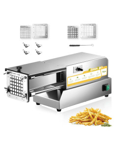 Cortador de Papas Fritas Eléctrico Flyseago 2 Cuchillas Acero Inoxidable