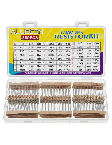 Kit de 25 Resistencias 1/2W ALLECIN 1 a 1M 5%