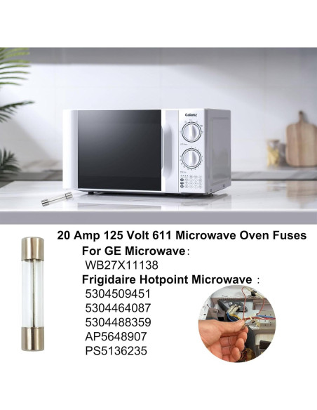 Fusible de Microondas QYKAVM 20A 125V 611 Reemplazo GE Frigidaire